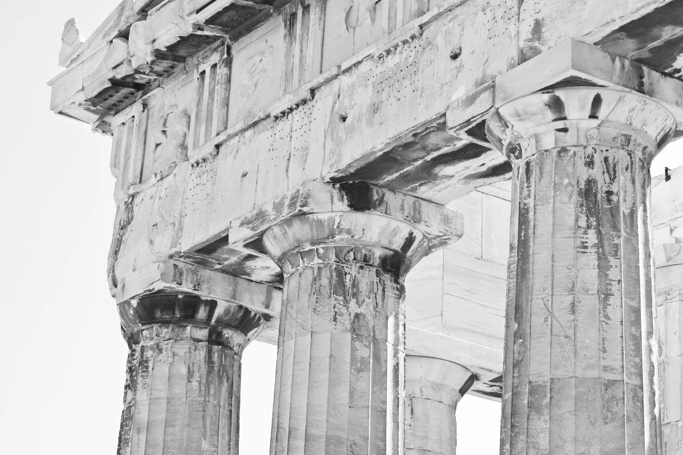 Classical columns in black and white